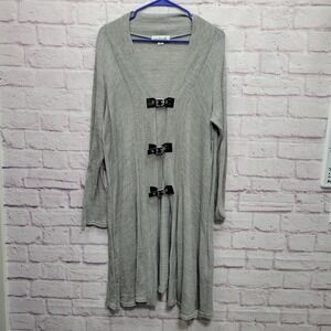 Simply Noelle Gray Knit Buckle Front Cardigan‎ Womens L/XL Lagenlook Whimisgoth